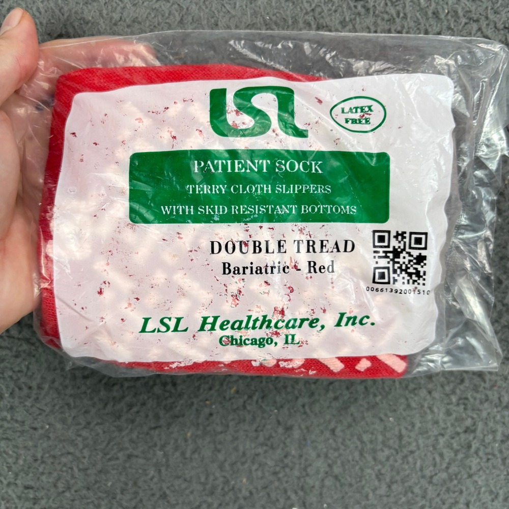 LSL Healthcare Bariatric Red Patient Socks Terry Cloth Double Tread Non Skid